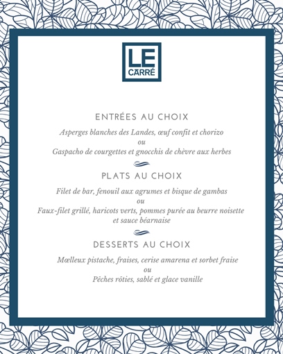 Menu déjeuner de la semaine - Restaurant Le Carré