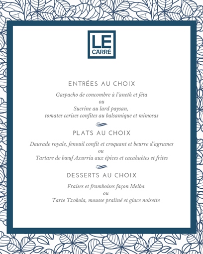 Menu déjeuner de la semaine - Restaurant Le Carré