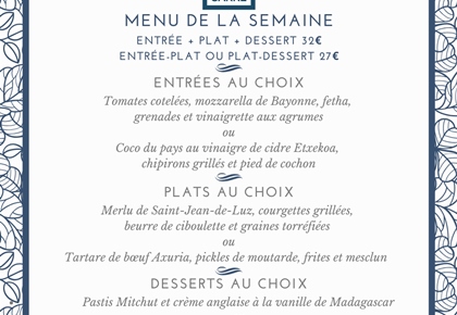 Menu de la semaine (21 au 25 juillet) au restaurant Le Carré