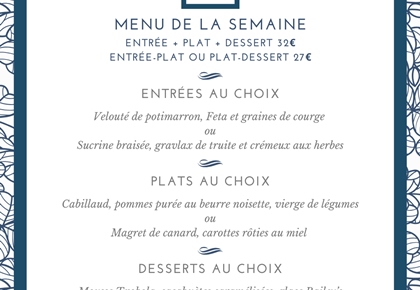 Menu de la semaine - Restaurant Le Carré