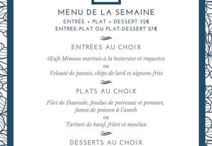 Menu de la semaine (27 au 31 octobre) - Restaurant Le Carré