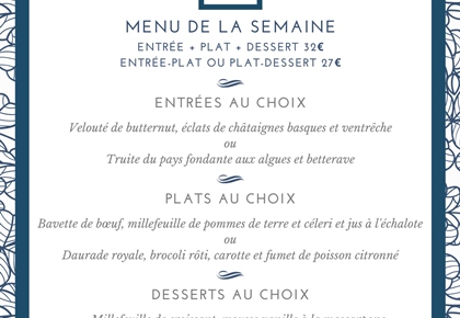 Menu déjeuner de la semaine - Le Carré