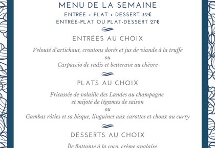 Menu déjeuner de la semaine - Le Carré