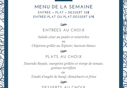 Menu déjeuner de la semaine - Restaurant Le Carré