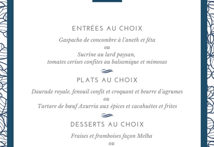 Menu déjeuner de la semaine - Restaurant Le Carré